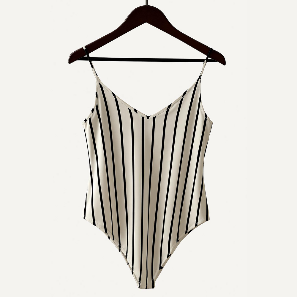Gaze Black and White Asymmetrical Bodysuit
